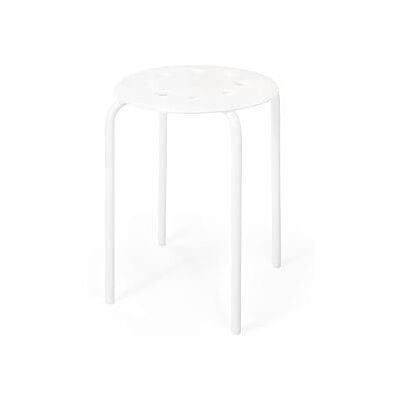Ikea I-K-E-A MARIUS Stapelbare kruk van roestvrij staal, herbruikbaar, voor slaapkamer, woonkamer, wit, 45 cm Ikea I-K-E-A MARIUS Stapelbare kruk van roestvrij staal, herbruikbaar, voor slaapkamer, woonkamer, wit, 45 cm