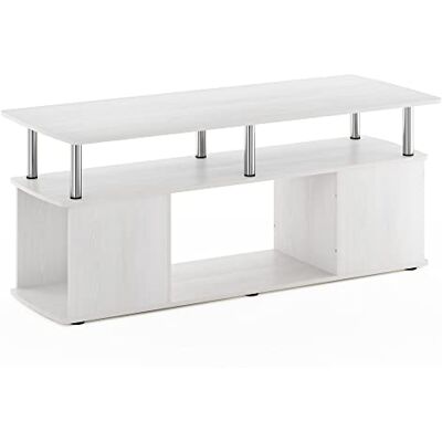 Furinno Salontafel, utilitair design, eiken wit/chroom, 48 x 119,9 x 51,1 cm Furinno Salontafel, utilitair design, eiken wit/chroom, 48 x 119,9 x 51,1 cm