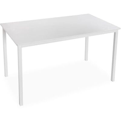 Versa Amaia Eettafel voor keuken, terras, tuin of eetkamer, afmetingen (H x B x L) 76 x 80 x 140 cm, hout en metaal, kleur: wit Versa Amaia Eettafel voor keuken, terras, tuin of eetkamer, afmetingen (H x B x L) 76 x 80 x 140 cm, hout en metaal, kleur: wit