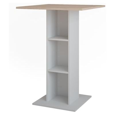 Vicco Bartafel "Repose", wit/Sonoma, 75 x 75 cm Voor gebruik als hoge tafel met in hoogte verstelbare binnenplanken Vicco Bartafel "Repose", wit/Sonoma, 75 x 75 cm Voor gebruik als hoge tafel met in hoogte verstelbare binnenplanken