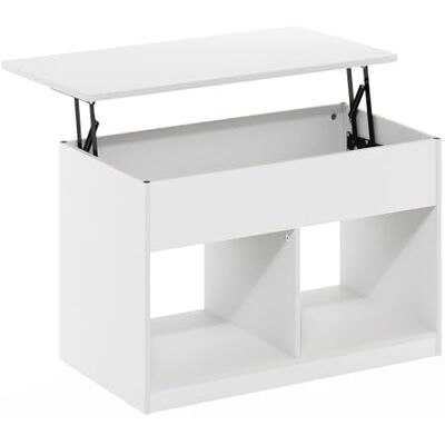 Furinno Jensen Salontafel, inklapbaar, met verborgen vak, massief wit Furinno Jensen Salontafel, inklapbaar, met verborgen vak, massief wit