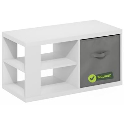 Furinno Viola Salontafel met open planken en opbergbak, wit/lichtgrijs Furinno Viola Salontafel met open planken en opbergbak, wit/lichtgrijs