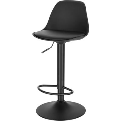 EUGAD 0651BY-1 barkruk, 1 x barkruk met rugleuning, barkrukken, in hoogte verstelbaar en 360° draaibaar, eigentijds, voor eetkamer, bar, zwart EUGAD 0651BY-1 barkruk, 1 x barkruk met rugleuning, barkrukken, in hoogte verstelbaar en 360° draaibaar, eigentijds, voor eetkamer, bar, zwart