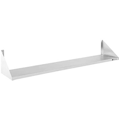Royal Catering RCTR-150 Wandrek voor keuken, 2 planken (150 cm lang, elementen voor wandmontage, modern design, roestvrij staal) Royal Catering RCTR-150 Wandrek voor keuken, 2 planken (150 cm lang, elementen voor wandmontage, modern design, roestvrij staal)