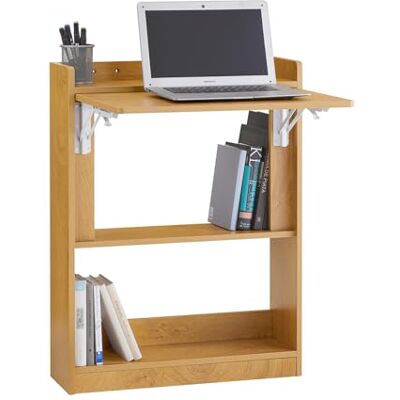 SoBuy Opvouwbaar bureau met 3 legplanken, 162 cm breed, voor thuiskantoor en kleine ruimtes SoBuy Opvouwbaar bureau met 3 legplanken, 162 cm breed, voor thuiskantoor en kleine ruimtes