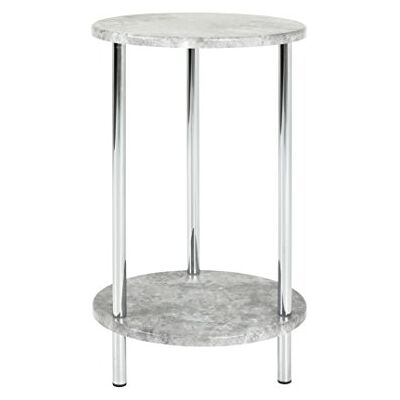 HAKU Bijzettafel optisch beton, verchroomd, MDF, metaal Dim.: H 50 cm x Ø 30 cm, Stijl: Modern HAKU Bijzettafel optisch beton, verchroomd, MDF, metaal Dim.: H 50 cm x Ø 30 cm, Stijl: Modern