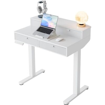HUANUO Klein opklapbaar bureau 80 x 53 cm met laden, met Abraz C, in hoogte verstelbaar bureau voor zitten/staand, opklapbare tafel voor thuiskantoor met 4 niveaus Altur Memor HUANUO Klein opklapbaar bureau 80 x 53 cm met laden, met Abraz C, in hoogte verstelbaar bureau voor zitten/staand, opklapbare tafel voor thuiskantoor met 4 niveaus Altur Memor
