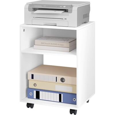 EUGAD Printerhouder met wielen, printerkast met 2 open vakken, salontafel, voor kantoor en thuis, hout, 40 x 35 x 55 cm EUGAD Printerhouder met wielen, printerkast met 2 open vakken, salontafel, voor kantoor en thuis, hout, 40 x 35 x 55 cm