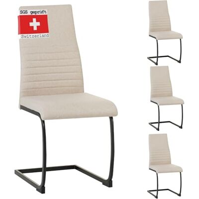 Albatros Turano Eetkamerstoelen, gestoffeerd, modern design, stoffen bekleding, dikke bekleding, beige, 4 stuks Albatros Turano Eetkamerstoelen, gestoffeerd, modern design, stoffen bekleding, dikke bekleding, beige, 4 stuks