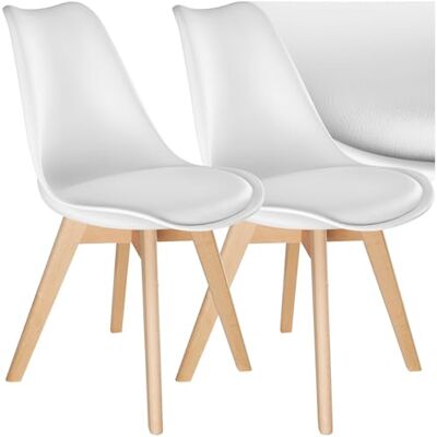 tectake ® Set van 2 eetkamerstoelen, Scandinavisch design, comfortabele gestoffeerde stoel met massief houten poten, woonkamer, kaptafel, slaapkamer, keuken, kantoor, kast tectake ® Set van 2 eetkamerstoelen, Scandinavisch design, comfortabele gestoffeerde stoel met massief houten poten, woonkamer, kaptafel, slaapkamer, keuken, kantoor, kast