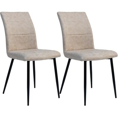 Trisens Eetkamerstoelen in lederlook, modern, comfortabel, met gewatteerde voorkant, gebogen rugleuning voor meer zitcomfort, kleur: taupe, aantal: 2 stuks. Trisens Eetkamerstoelen in lederlook, modern, comfortabel, met gewatteerde voorkant, gebogen rugleuning voor meer zitcomfort, kleur: taupe, aantal: 2 stuks.