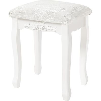WOLTU MB6015cm barokke dressoir, MDF make-up kruk met zachte zitting, crèmewit WOLTU MB6015cm barokke dressoir, MDF make-up kruk met zachte zitting, crèmewit