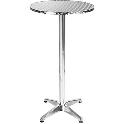 BAKAJI Salontafel van aluminium voor buiten, 60 x 70/110 cm, in hoogte verstelbaar, bistrotafel, roestvrij staal, rond, voor bar, huis, tuin, restaurant, zilver (roman) BAKAJI Salontafel van aluminium voor buiten, 60 x 70/110 cm, in hoogte verstelbaar, bistrotafel, roestvrij staal, rond, voor bar, huis, tuin, restaurant, zilver (roman)