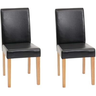 Mendler Set van 2 Littau stoelen kunstleer zwart lichte poten Mendler Set van 2 Littau stoelen kunstleer zwart lichte poten