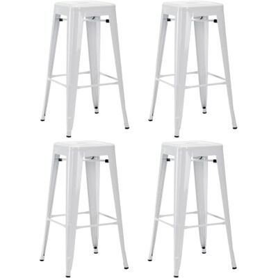 Duhome Barkruk, stapelbaar, industriële stoel, 4 stuks, eetkamerkruk van metaal, voor bistro, restaurant, keuken, café (wit, 76 cm) Duhome Barkruk, stapelbaar, industriële stoel, 4 stuks, eetkamerkruk van metaal, voor bistro, restaurant, keuken, café (wit, 76 cm)
