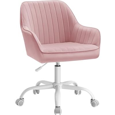SONGMICS Bureaustoel met oppervlak van velours, draaistoel, ergonomische zitting, schuimvulling, in hoogte verstelbaar, snoeproze OBG012R01 SONGMICS Bureaustoel met oppervlak van velours, draaistoel, ergonomische zitting, schuimvulling, in hoogte verstelbaar, snoeproze OBG012R01