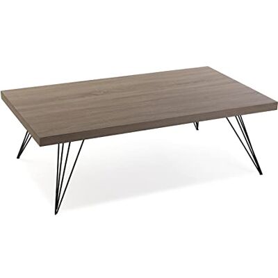 Versa Texas Salontafel van hout en metaal, 38 x 120 x 70 cm, bruin en zwart Versa Texas Salontafel van hout en metaal, 38 x 120 x 70 cm, bruin en zwart
