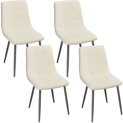 EUGAD Eetkamerstoelen, set van 4, crèmekleurig EUGAD Eetkamerstoelen, set van 4, crèmekleurig