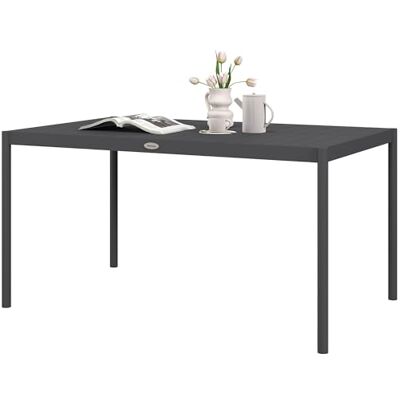 Outsunny Tuintafel, rechthoekig, voor 6 personen, van aluminium, lattenbodem, eettafel, buiten, afmetingen: 145 x 90 x 74 cm, grijs Outsunny Tuintafel, rechthoekig, voor 6 personen, van aluminium, lattenbodem, eettafel, buiten, afmetingen: 145 x 90 x 74 cm, grijs