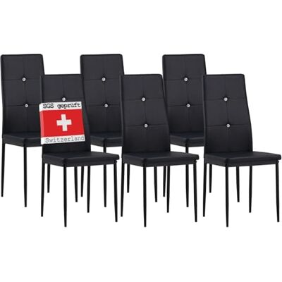 Albatros Diamond Set van 6 eetkamerstoelen, zwart, elegante diamantlook, comfortabele bekleding van kunstleer, moderne stoel voor keuken, eetkamer of eettafel Albatros Diamond Set van 6 eetkamerstoelen, zwart, elegante diamantlook, comfortabele bekleding van kunstleer, moderne stoel voor keuken, eetkamer of eettafel