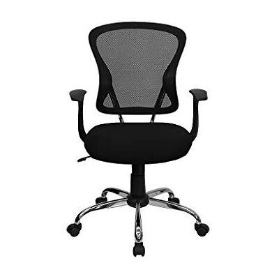 Flash Furniture Bureaustoel, draaistoel, netstof, verchroomd, 73,66 x 60,96 x 27,94 cm, zwart Flash Furniture Bureaustoel, draaistoel, netstof, verchroomd, 73,66 x 60,96 x 27,94 cm, zwart