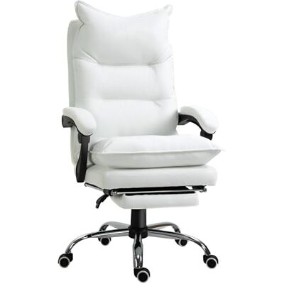 Vinsetto Bureaustoel, kunstleer, breed, gevoerde zitting, wit Vinsetto Bureaustoel, kunstleer, breed, gevoerde zitting, wit