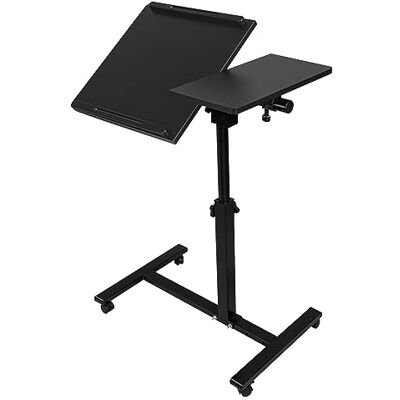 homewell In hoogte verstelbare bijzettafel met wieltjes, nachtkastje, 360° draaibaar, voor bank, industriële stijl, voor bank of bed, 61 x 44 x 65-95 cm (B zwart homewell In hoogte verstelbare bijzettafel met wieltjes, nachtkastje, 360° draaibaar, voor bank, industriële stijl, voor bank of bed, 61 x 44 x 65-95 cm (B zwart
