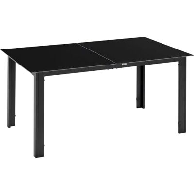 Outsunny Rechthoekige tuintafel van aluminium en tafelblad van gehard glas Eettafel, tafelblad van gehard glas, aluminium frame Outsunny Rechthoekige tuintafel van aluminium en tafelblad van gehard glas Eettafel, tafelblad van gehard glas, aluminium frame