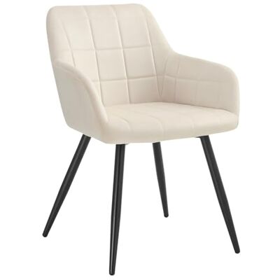 WOLTU 1 stuk keukenstoel van fluweel met metalen poten, eetkamerstoel, gebroken wit, BH93 cm-1 WOLTU 1 stuk keukenstoel van fluweel met metalen poten, eetkamerstoel, gebroken wit, BH93 cm-1