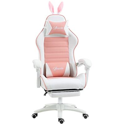 Vinsetto Gamingstoel, gamingstoel, rugleuning, kantelbaar, roze Vinsetto Gamingstoel, gamingstoel, rugleuning, kantelbaar, roze
