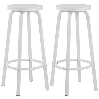 WOLTU Set van 2 barkrukken, rond, wit, 72 cm WOLTU Set van 2 barkrukken, rond, wit, 72 cm