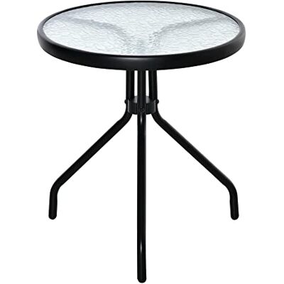 Outsunny Bistrotafel voor de tuin, salontafel, rond, met blad van gehard glas, metaal, epoxy, Ø 50 x 55 cm, zwart Outsunny Bistrotafel voor de tuin, salontafel, rond, met blad van gehard glas, metaal, epoxy, Ø 50 x 55 cm, zwart