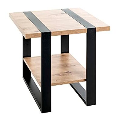 HAKU Möbel bijzettafel eiken, zwart, metaal, spaanplaat honingraat Dim.: L 45 cm x H 45 cm x D 45 cm, Stijl: Modern HAKU Möbel bijzettafel eiken, zwart, metaal, spaanplaat honingraat Dim.: L 45 cm x H 45 cm x D 45 cm, Stijl: Modern