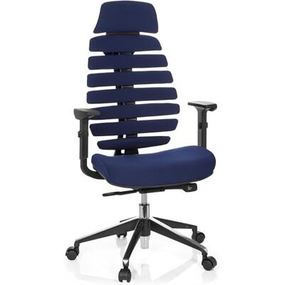 hjh OFFICE 714550 professionele bureaustoel Ergo LINE II PRO stof blauw ergonomische draaistoel met lenden- en hoofdsteun hjh OFFICE 714550 professionele bureaustoel Ergo LINE II PRO stof blauw ergonomische draaistoel met lenden- en hoofdsteun