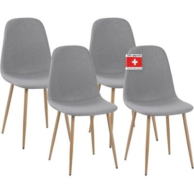 Albatros Fano Set van 4 retro eetkamerstoelen, SGS-getest, grijs Albatros Fano Set van 4 retro eetkamerstoelen, SGS-getest, grijs