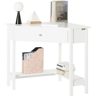 SoBuy FWT31-W Tafel Hoekbureau Bureau Computer Secretaresse met Lade SoBuy FWT31-W Tafel Hoekbureau Bureau Computer Secretaresse met Lade