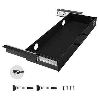 VEVOR 55,9 cm brede schuiflade, uittrekbare ladebevestiging onder het bureau, verborgen opbergorganizer, potloodlade onder tafel voor kantoor, thuis, werkplek, 63,5 VEVOR 55,9 cm brede schuiflade, uittrekbare ladebevestiging onder het bureau, verborgen opbergorganizer, potloodlade onder tafel voor kantoor, thuis, werkplek, 63,5