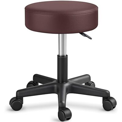 TRESKO Werkkruk rolkruk 360 graden draaibare zitting 10 cm bekleding, 8 verschillende kleuren (bruin) TRESKO Werkkruk rolkruk 360 graden draaibare zitting 10 cm bekleding, 8 verschillende kleuren (bruin)