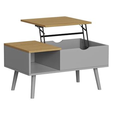Vicco Salontafel "Stora", grijs, 76 x 45 cm Met heffunctie, in hoogte verstelbaar tafelblad en open opbergvak Vicco Salontafel "Stora", grijs, 76 x 45 cm Met heffunctie, in hoogte verstelbaar tafelblad en open opbergvak