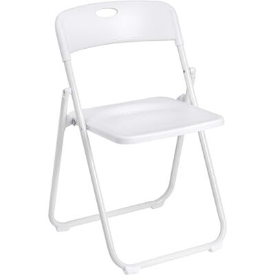 Baroni Home Klapstoel met frame van pvc en staal, ruimtebesparende klapstoel met poten en handvat, outdoorstoel voor keuken, woonkamer, reizen, 74 x 43 x 49 cm, wit Baroni Home Klapstoel met frame van pvc en staal, ruimtebesparende klapstoel met poten en handvat, outdoorstoel voor keuken, woonkamer, reizen, 74 x 43 x 49 cm, wit