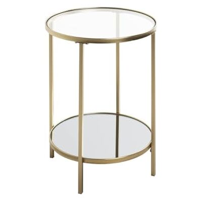 HAKU bijzettafel goud, metaal, gehard glas, spiegel Dim.: H 55 cm x Ø 39 cm, Stijl: Art Deco HAKU bijzettafel goud, metaal, gehard glas, spiegel Dim.: H 55 cm x Ø 39 cm, Stijl: Art Deco