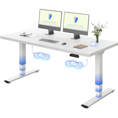 FLEXISPOT Staande bureau, 160 x 80, elektrisch, met dubbele motor, blad uit één stuk 25 mm, poten met 3 niveaus, 100 kg belasting, 4 geheugen, obstakeldetectie, wit FLEXISPOT Staande bureau, 160 x 80, elektrisch, met dubbele motor, blad uit één stuk 25 mm, poten met 3 niveaus, 100 kg belasting, 4 geheugen, obstakeldetectie, wit
