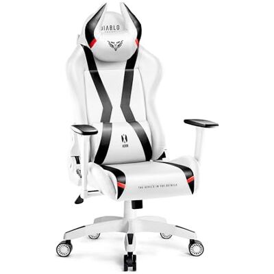 Diablo X-Horn 2.0 Gamestoel Gaming Stoel Bureaustoel 3D Armleuningen Ergonomisch Ontwerp Lumbaal/Nekkussen Imitatieleer Wit Normal (L) Diablo X-Horn 2.0 Gamestoel Gaming Stoel Bureaustoel 3D Armleuningen Ergonomisch Ontwerp Lumbaal/Nekkussen Imitatieleer Wit Normal (L)
