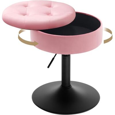 WOLTU Lage barkruk met opbergruimte, make-upkruk, draaibaar, in hoogte verstelbaar van 49,5 tot 65 cm, voor bar, kaptafel, keukeneiland, toonbank, fluwelen hoes, roze WOLTU Lage barkruk met opbergruimte, make-upkruk, draaibaar, in hoogte verstelbaar van 49,5 tot 65 cm, voor bar, kaptafel, keukeneiland, toonbank, fluwelen hoes, roze