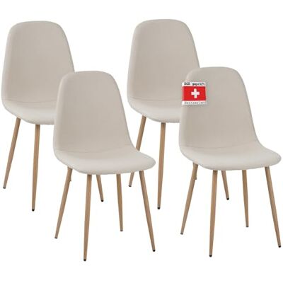 Albatros FANO Eetkamerstoelen, beige, gestoffeerd, comfortabel, voor een modern en elegant design voor de eettafel, keuken, eetkamer, met een maximale belasting van Albatros FANO Eetkamerstoelen, beige, gestoffeerd, comfortabel, voor een modern en elegant design voor de eettafel, keuken, eetkamer, met een maximale belasting van