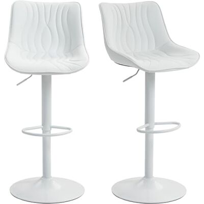 HOMCOM Set van 2 barkrukken, barstoelen, frame van staal, in hoogte verstelbaar 92-110 cm, hoge stoelen met rugleuning en voetensteun, modern design, zitting van polyurethaan, wit HOMCOM Set van 2 barkrukken, barstoelen, frame van staal, in hoogte verstelbaar 92-110 cm, hoge stoelen met rugleuning en voetensteun, modern design, zitting van polyurethaan, wit