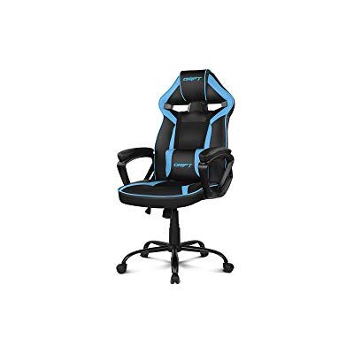 DRIFT GAMING stoel DR50L Professionele gamerstoel, kunstleer, gevoerde armleuningen, zuiger klasse 4, kantelmechanisme, in hoogte verstelbaar, verstelbare rugleuning, lendenkussen, zwart/blauw DRIFT GAMING stoel DR50L Professionele gamerstoel, kunstleer, gevoerde armleuningen, zuiger klasse 4, kantelmechanisme, in hoogte verstelbaar, verstelbare rugleuning, lendenkussen, zwart/blauw