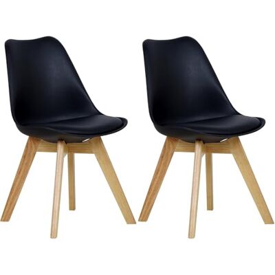 WOLTU 2 eetkamerstoelen, keuken/woonkamerstoelen, design van kunstleer en massief hout, zwart BH29sz-2 WOLTU 2 eetkamerstoelen, keuken/woonkamerstoelen, design van kunstleer en massief hout, zwart BH29sz-2