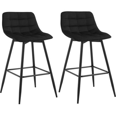WOLTU BH143sz-2 Set van 2 design barkrukken voor bar, bistro, zitting van fluweel met voetensteun, metalen frame, zwart WOLTU BH143sz-2 Set van 2 design barkrukken voor bar, bistro, zitting van fluweel met voetensteun, metalen frame, zwart