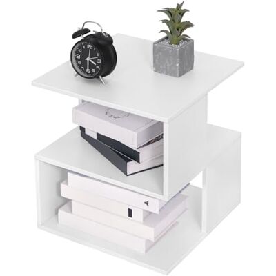 EUGAD Wit nachtkastje met 2 planken, kleine boekenkast, nachtkastje, salontafel voor slaapkamer of woonkamer, 40 x 43,5 x 40 cm, 0166ZZ EUGAD Wit nachtkastje met 2 planken, kleine boekenkast, nachtkastje, salontafel voor slaapkamer of woonkamer, 40 x 43,5 x 40 cm, 0166ZZ